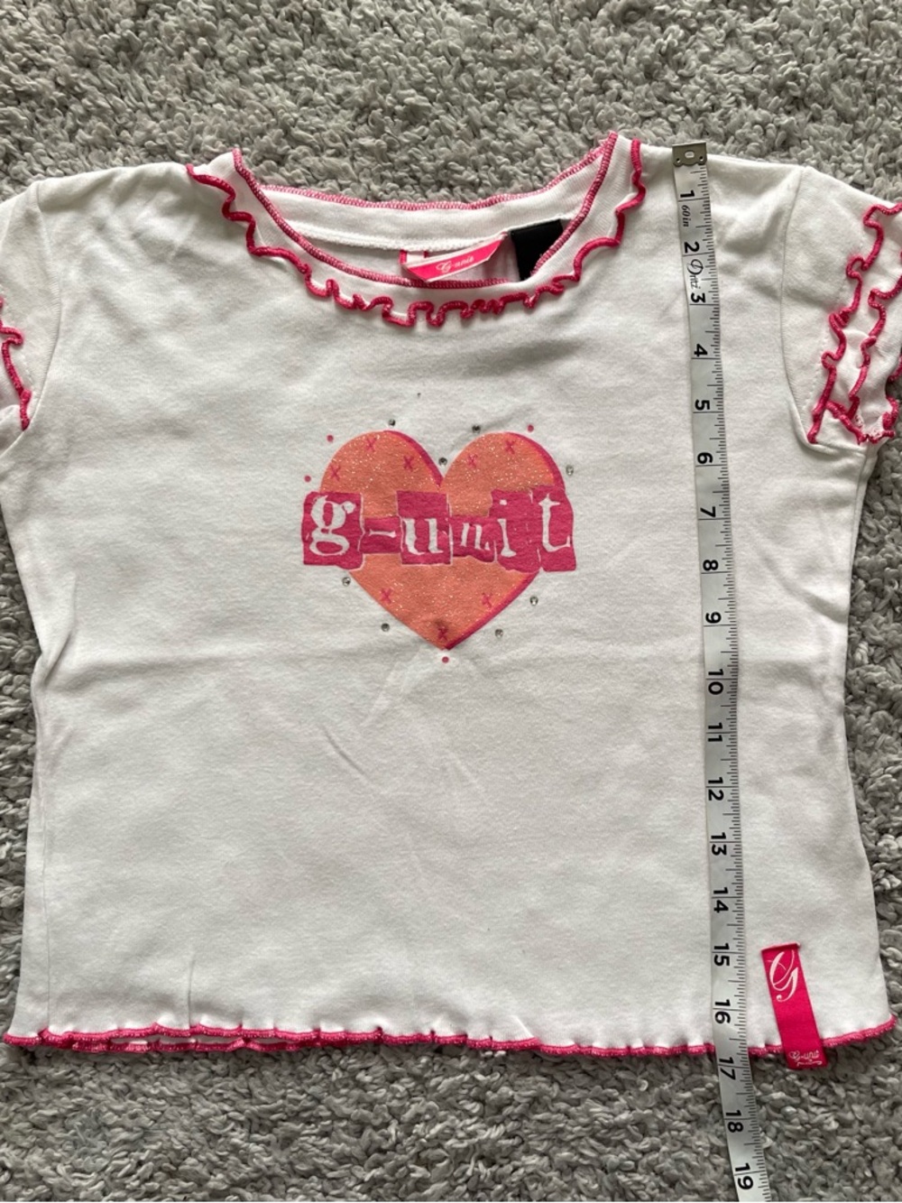 G-Unit Y2K 2000s Baby Tee With Heart Rhinestone - Picture 7 of 8